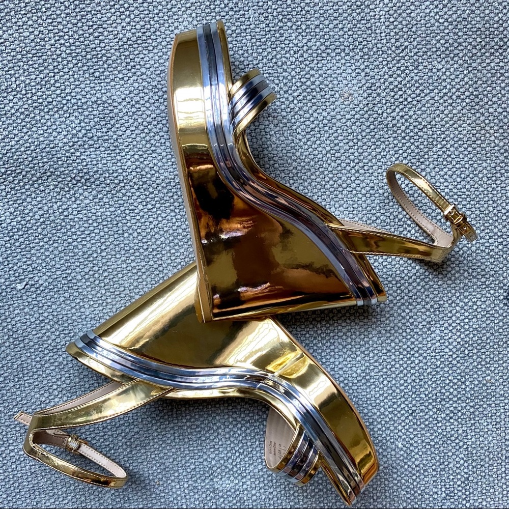 Aldo Metallic Platform Disco Sandals “Janila"